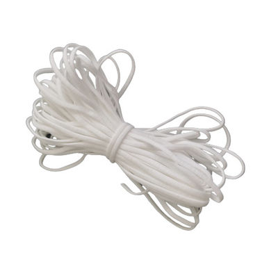 ফেস মাস্কের জন্য 3.0mm সাদা ফ্ল্যাট গোলাকার ইলাস্টিক ইয়ারলুপ স্ট্রিং নরম গোলাকার ইলাস্টিক কর্ড